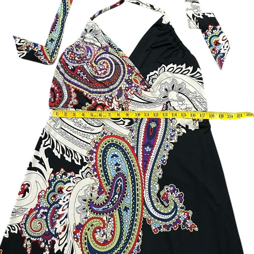 SNAP Women's XL Paisley Boho Halter Maxi Dress Multicolor Stretch Sleeveless - Picture 8 of 10